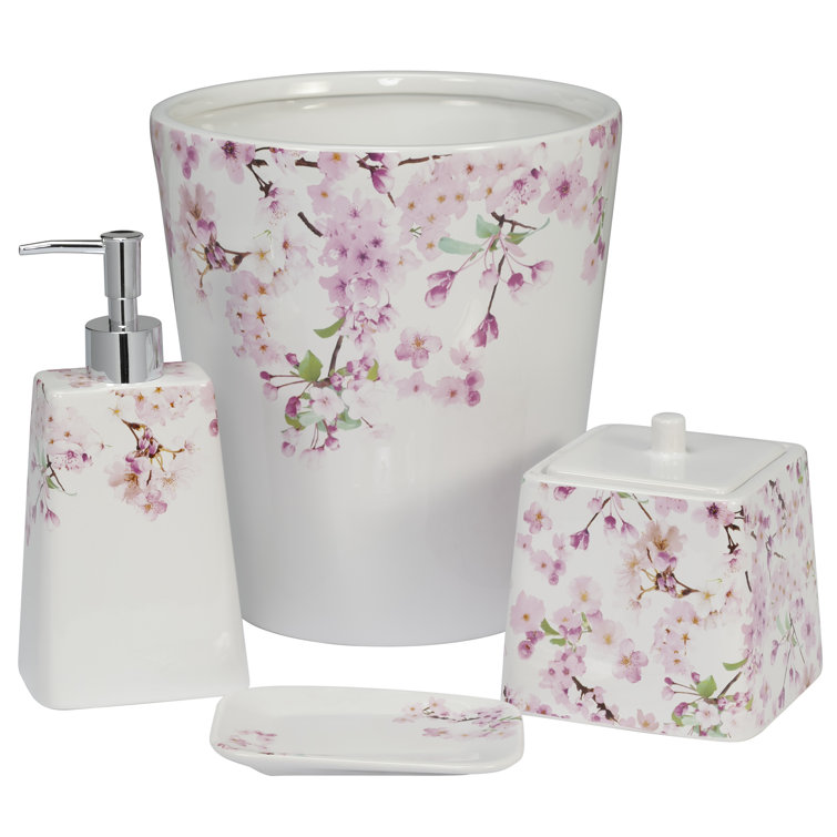 Dakota Fields Cherry Blossoms 4 Piece Bathroom Accessory Set Wayfair